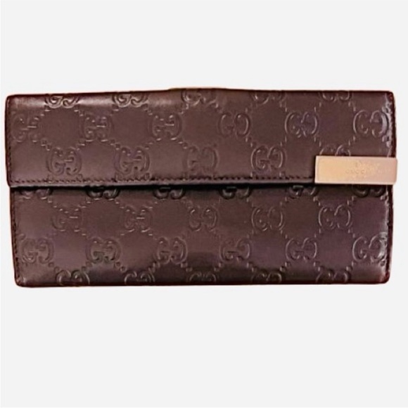 Gucci Handbags - GUCCI- Guccissima Signature Continental Wallet Chocolate-Excellent Condition